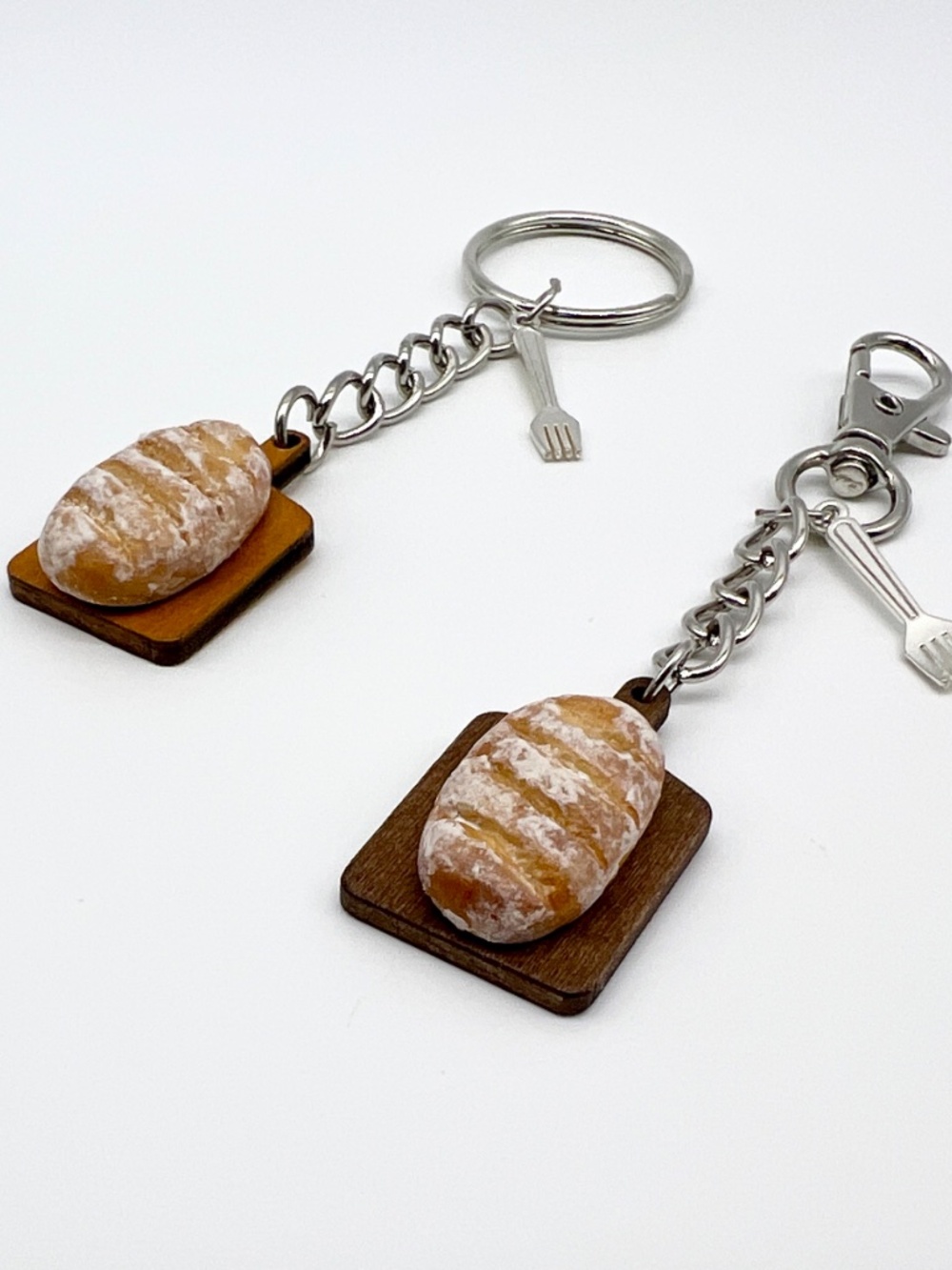 Sourdough Bread Keychain or Bag Clip | Handmade Miniature Food Accessory Charm - Picture 2 of 8